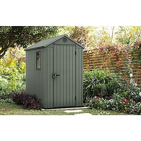 Keter Gartenhaus Darwin 4x6 (Außenmaß inkl. Dachüberstand (B x T): 125,8 x 184,5 cm, Kunststoff, Grün, 3,66 m²)