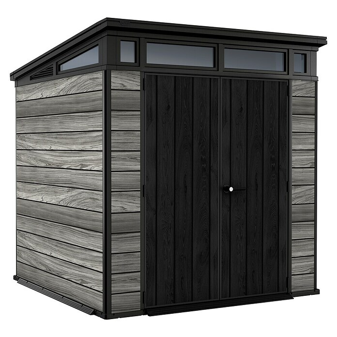 Keter Gerätehaus Signature Storm Grey 7x7 (Außenmaß inkl. Dachüberstand (B x T): 216 x 218 cm, Kunststoff, Stormgrey) | BAUHAUS
