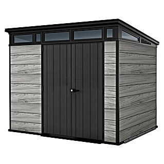 Keter Gerätehaus Signature Strom Grey 9x7 (Außenmaß inkl. Dachüberstand (B x T): 279 x 218 cm, Kunststoff, Stormgrey)