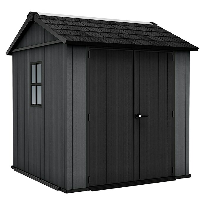 Keter Gerätehaus Newton Plus 757 (Außenmaß inkl. Dachüberstand (B x T): 230 x 223,8 cm, Kunststoff, Schiefergrau) | BAUHAUS