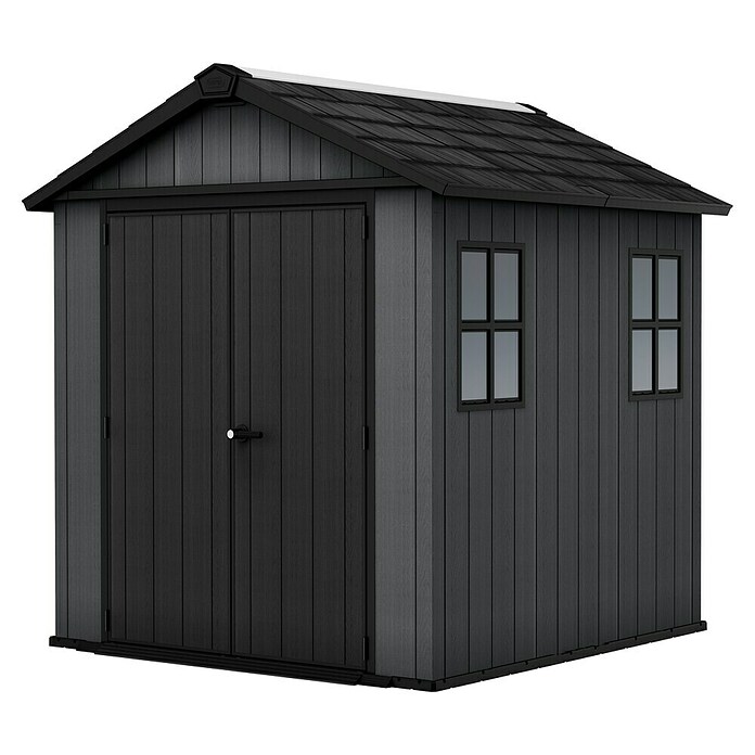 Keter Gerätehaus Newton Plus 757 (Außenmaß inkl. Dachüberstand (B x T): 230 x 223,8 cm, Kunststoff, Schiefergrau) | BAUHAUS