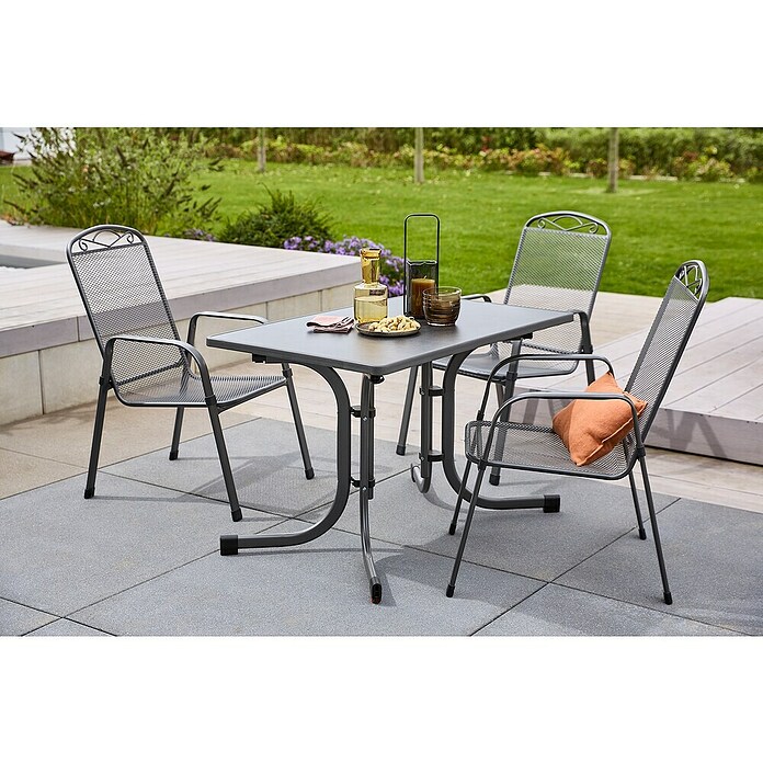 MFG Gartentisch Boulevard (L x B: 110 x 70 cm, Stahl, Sevelit, Schiefer, Klappbar) | BAUHAUS