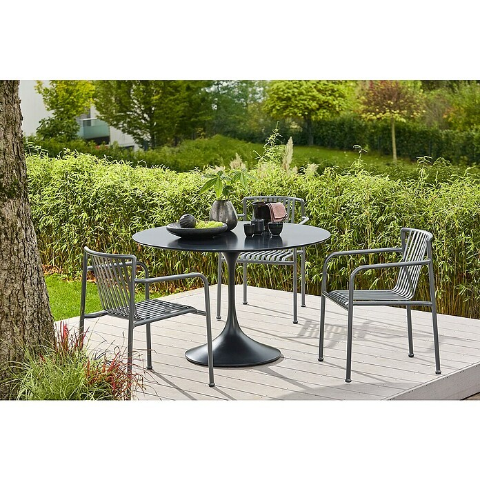 Sunfun Gartenmöbel-Set Black Series/Sarah (4 -tlg., Schwarz/Night-Grey, Stapelbar) | BAUHAUS