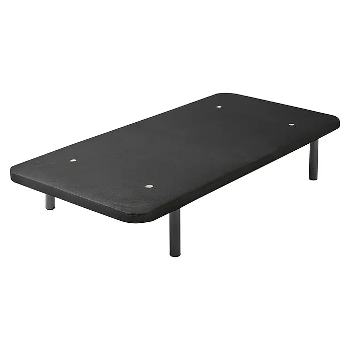Unique Estructura de cama - L x An: 190 x 135 cm, Gris - Un moderno bastidor de cama negro con una cubierta textil y cuatro patas robustas, perfecto para cualquier diseño de dormitorio.