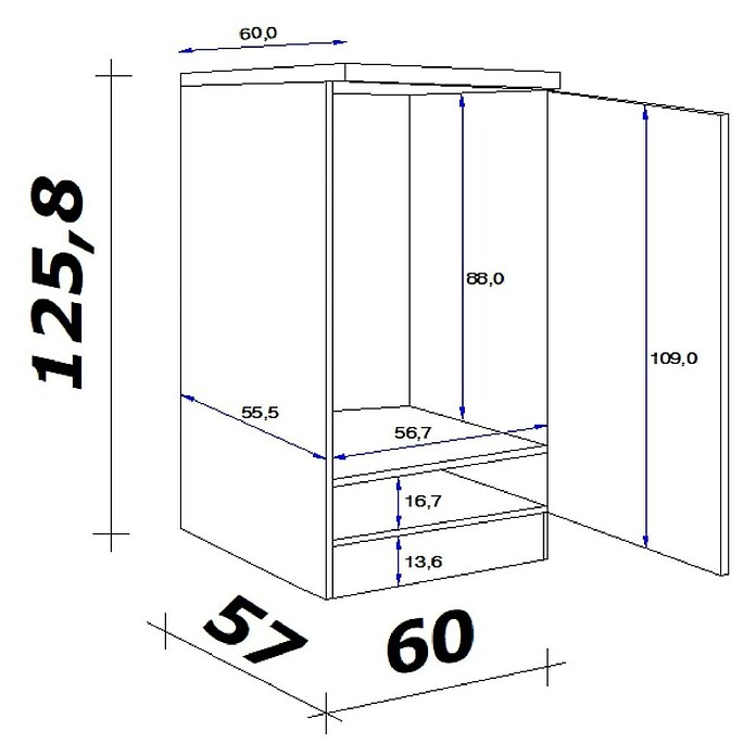 Flex-Well Lucca Geräteumbauschrank (B x T x H: 60 x 57 x 125,8 cm, Weiß) | BAUHAUS