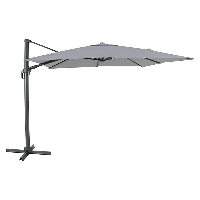 Sunfun Ersatz-Bezug Monaco - Hellgrau, Passend für: Sunfun Ampelschirmgestell Monaco 300 x 300 cm - Ein grauer, freistehender Sonnenschirm mit robustem Ständer spendet Schatten und schützt vor Sonne, ideal für Garten, Terrasse oder Balkon.