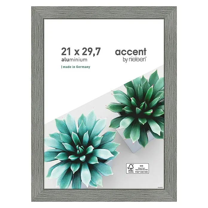 Accent Alurahmen Star - DIN A4 / 21 x 29,7 cm, Grau - Grauer Aluminium-Bilderrahmen Accent by Nielsen, 21x29,7 cm, für stilvolle Präsentation von Fotos und Kunstdrucken.