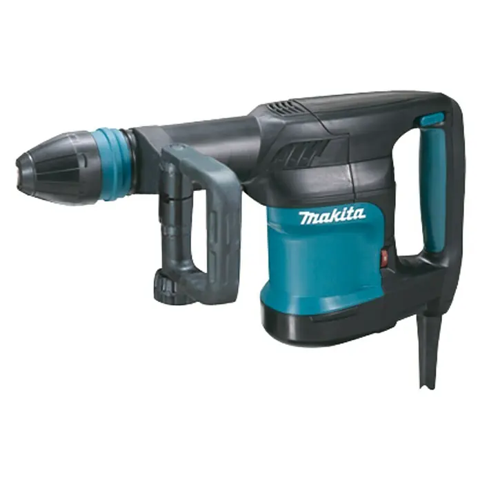 Makita Martillo percutor HM0870C - 1.100 W, Alojamiento SDS-MAX - Aquí hay un martillo demoledor Makita, una herramienta potente para trabajos de demolición pesados, con un diseño ergonómico para un uso cómodo.