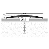 LOGOCLIC Overgangsprofiel (Mat rvs, 1 m x 60 mm x 5 mm, Montagemethode: Schroeven)