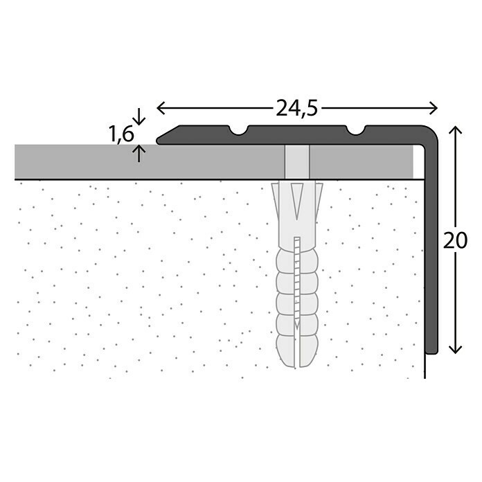 LOGOCLIC Hoekprofiel (Sahara, 1 m x 24,5 mm x 20 mm, Montagemethode: Schroeven)