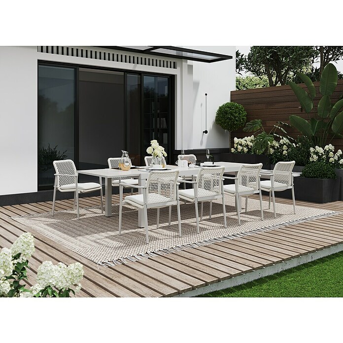Sunfun Solo Silla de jardín (L x An x Al: 63 x 67 x 85 cm, Beige, Aluminio/Olefina, Apilable) | BAUHAUS