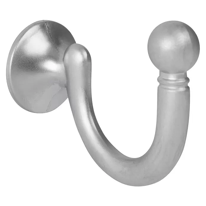 Walteco Garderobenhaken Hubert - L x B x H: 42 x 22 x 51 mm, Anzahl Haken: 1 Stk., Verchromt matt - Gebürsteter silberner U-förmiger Gardinenhalter mit dekorativem Kugelknauf.