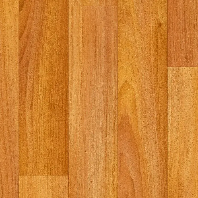 Tarkett Suelo de PVC a metros Class - Efecto madera, Ancho: 2 m - Primer plano de tablas de suelo de madera en tonos cálidos de miel, con un aspecto acogedor y rústico.