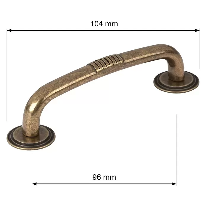 Walteco Möbelgriff Cascia - Lochabstand: 96 mm, Sonstige, Brüniert - Antik-Messing Möbelgriff, 104mm gesamt, 96mm Lochabstand, mit Zierrillen.