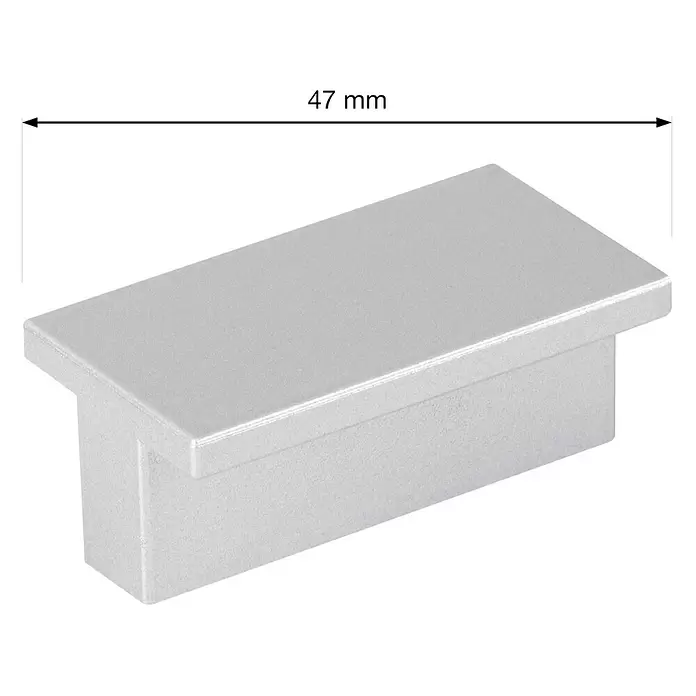 Walteco Möbelgriff - Lochabstand: 32 mm, Kunststoff, Silber - Silberner rechteckiger Möbelgriff, 47 mm lang.