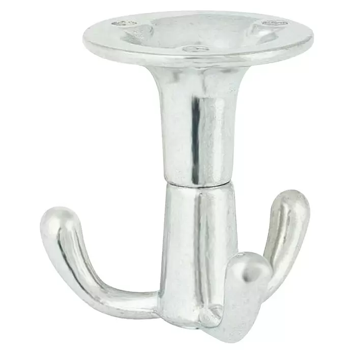 Walteco Garderobenhaken - L x B x H: 53 x 50 x 53 mm, Anzahl Haken: 3 Stk., Aluminium-Optik - Silberfarbener Metall-Doppelhaken mit Montageplatte.