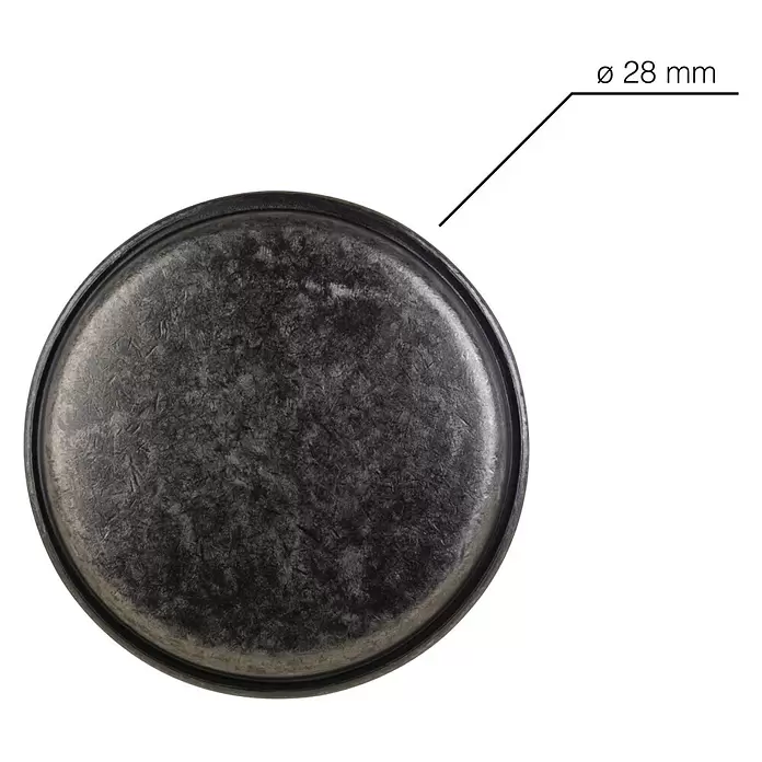 Walteco Möbelknopf Dasa - Durchmesser: 28 mm, Sonstige, Zink - Runde, dunkelgraue, texturierte Kappe mit 28 mm Durchmesser.