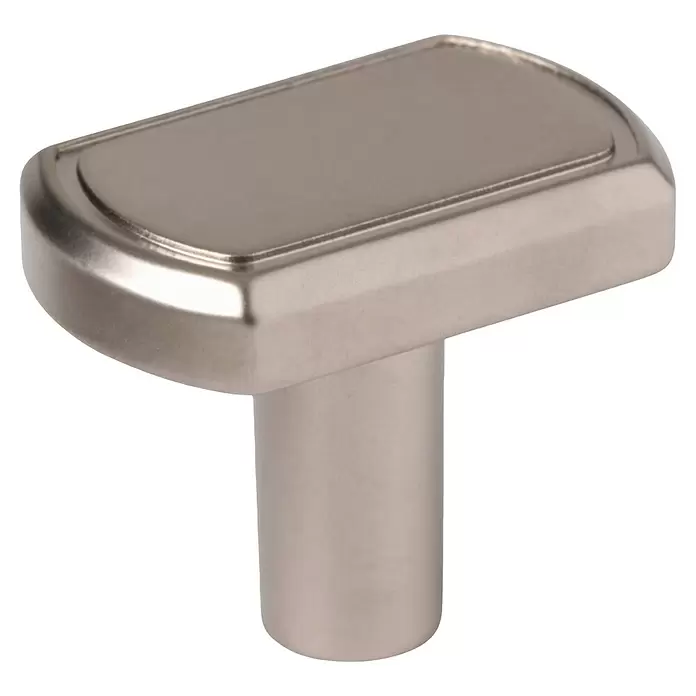 Walteco Möbelknopf Wiliam - L x B x H: 28 x 18 x 23 mm, Sonstige, Vernickelt - Türgriff aus Satinnickel, rechteckige Oberseite, zylindrischer Sockel.