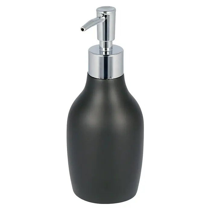 Venus Flakoni Seifenspender - Schwarz, Polyresin - Ein eleganter, schwarzer Seifenspender mit verchromtem Pumpkopf, der Stil und Funktionalität in jedes Badezimmer bringt.