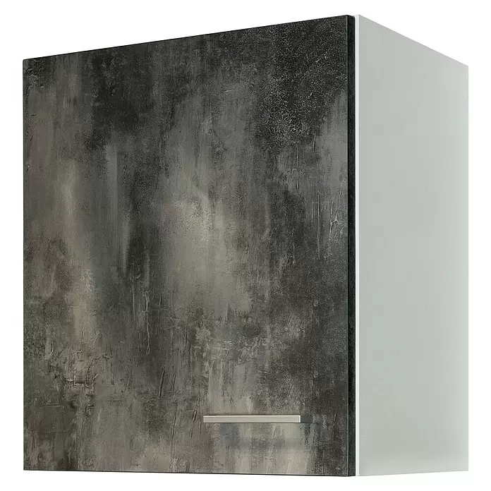 Flex-Well Lucca Küchen-Hängeschrank - B x T x H: 50 x 32 x 54,8 cm, Grau - Dunkelgrauer, texturierter Küchenhängeschrank mit hellgrauen Seiten und silbernem Griff.