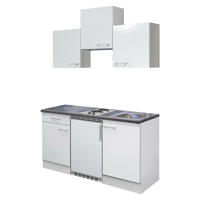 Flex-Well Lucca Singleküche (Breite: 150 cm, Weiß, Mit 2 Platten-Kochfeld, Mit Elektrogeräten) | BAUHAUS