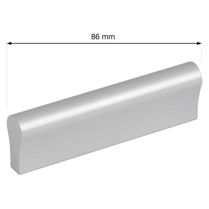 Walteco Möbelgriff Soria - Lochabstand: 64 mm, Aluminium, Verchromt matt - 86 mm langer Möbelgriff aus satiniertem Aluminium.