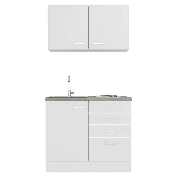 Flex-Well Lucca Miniküche (Breite: 100 cm, Weiß, Mit Elektrogeräten) | BAUHAUS