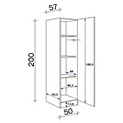 Flex-Well Tiago Geschirrschrank (50 x 57 x 200 cm, Basaltgrau matt) | BAUHAUS