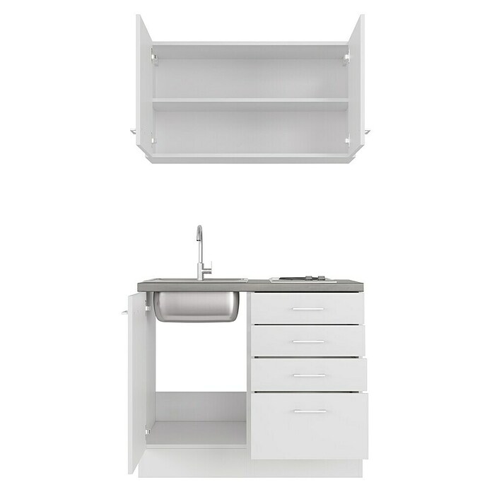 Flex-Well Lucca Miniküche (Breite: 100 cm, Weiß, Mit Elektrogeräten) | BAUHAUS