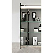 Modern 3.0 LED-Spiegelschrank (B x H: 70 x 60 cm, Links, Mit Beleuchtung, Spanplatte, Eiche Maron)