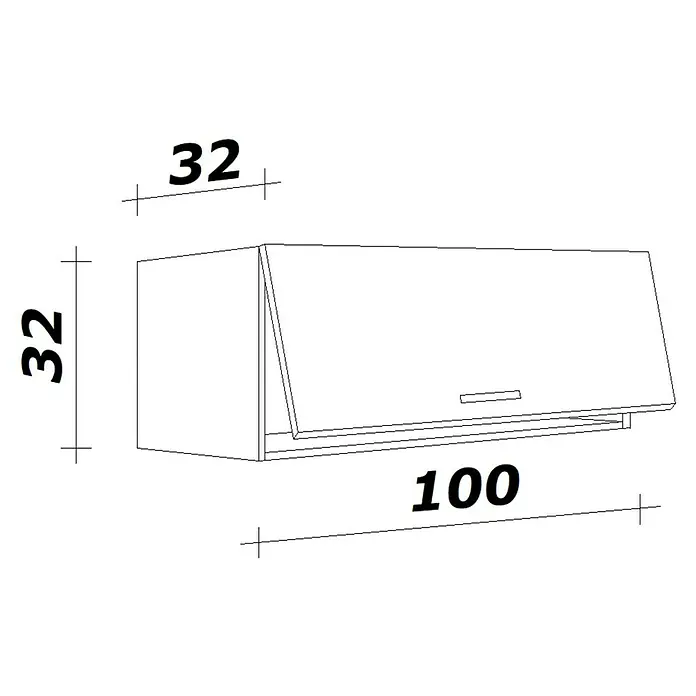 Flex-Well Cara Küchen-Hängeschrank - B x T x H: 100 x 32 x 32 cm, Eiche - Wandschrank mit Klapptür, 100B x 32H x 32T.