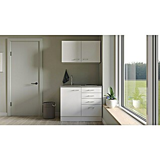Flex-Well Lucca Miniküche (Breite: 100 cm, Weiß, Mit Elektrogeräten)