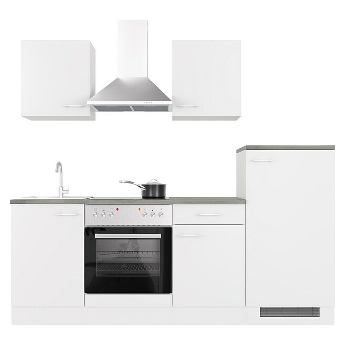 Flex-Well Lucca Küchenzeile Typ 1 (Breite: 220 cm, Höhe: 200 cm, Weiß, Mit Elektrogeräten) | BAUHAUS