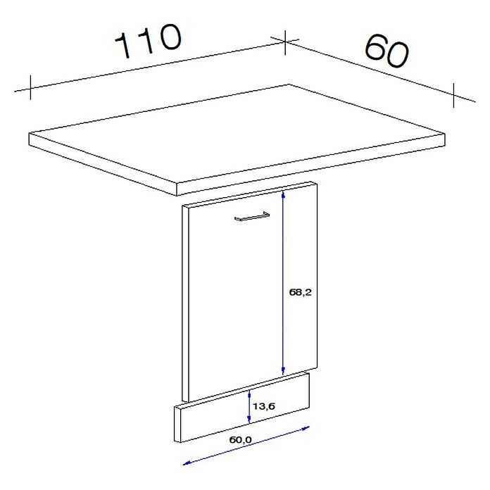 Flex-Well Valero Geschirrspülerfront (L x B x H: 60 x 110 x 86 cm, Weiß) | BAUHAUS