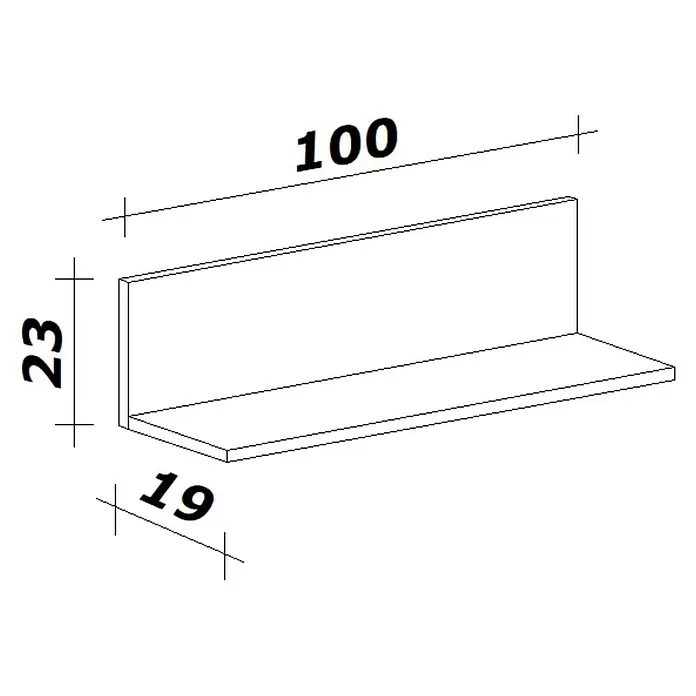 Flex-Well Cara Regal - B x T x H: 100 x 19 x 22,8 cm, Eiche - L-Profil mit Maßen: Länge 100, Höhe 23, Tiefe 19.