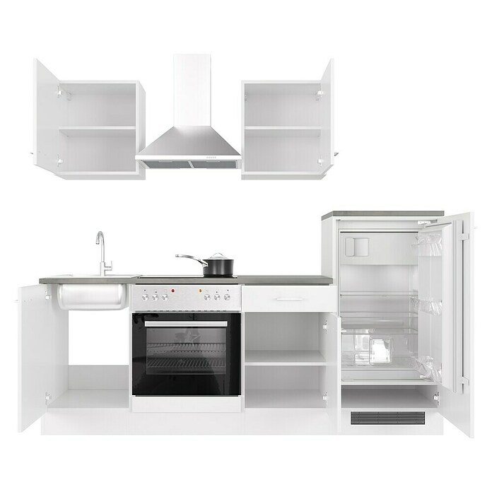 Flex-Well Lucca Küchenzeile Typ 1 (Breite: 220 cm, Höhe: 200 cm, Weiß, Mit Elektrogeräten) | BAUHAUS