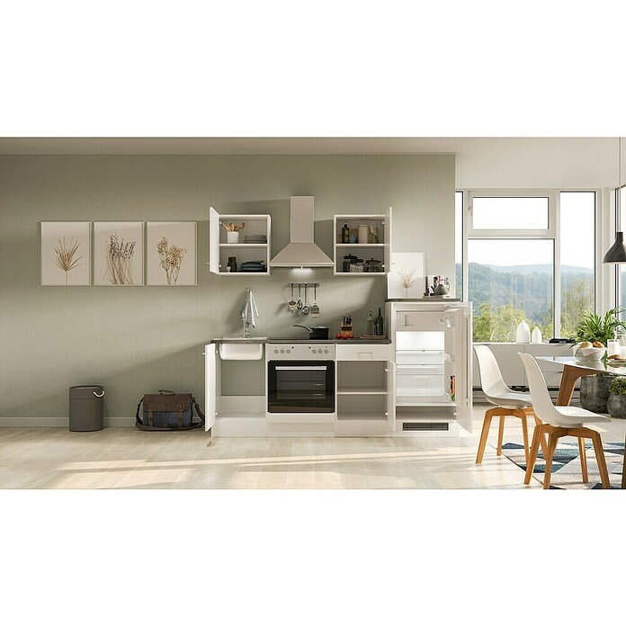Flex-Well Lucca Küchenzeile Typ 1 (Breite: 220 cm, Höhe: 200 cm, Weiß, Mit Elektrogeräten) | BAUHAUS
