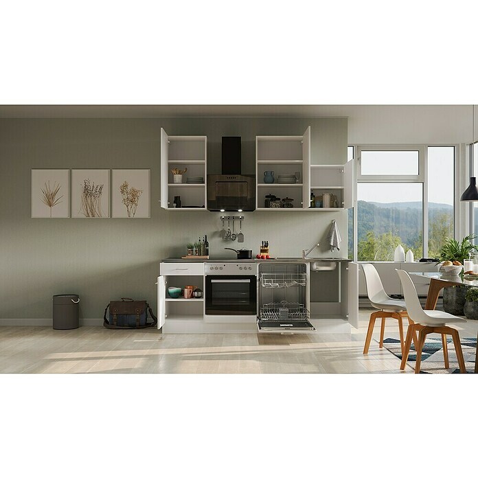 Flex-Well Lucca Küchenzeile Typ 1 (Breite: 220 cm, Höhe: 234 cm, Weiß, Mit Elektrogeräten) | BAUHAUS
