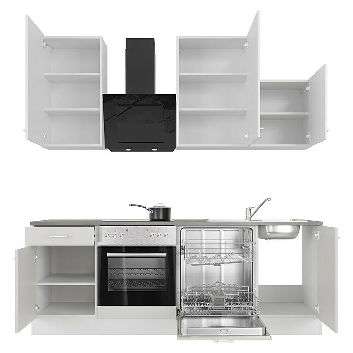 Flex-Well Lucca Küchenzeile Typ 1 (Breite: 220 cm, Höhe: 234 cm, Weiß, Mit Elektrogeräten) | BAUHAUS