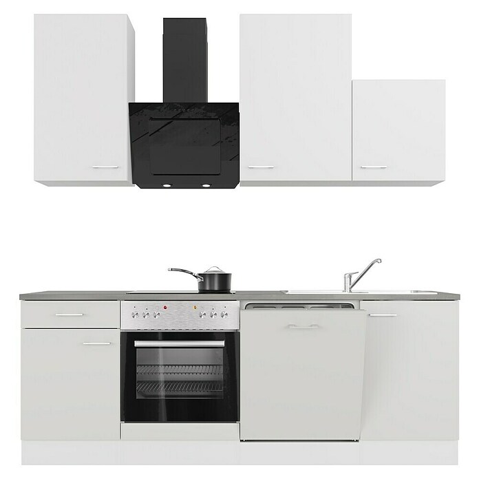 Flex-Well Lucca Küchenzeile Typ 1 (Breite: 220 cm, Höhe: 234 cm, Weiß, Mit Elektrogeräten) | BAUHAUS