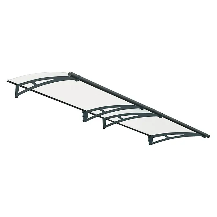 Palram – Canopia Pultvordach Aquila - 302 x 91,5 x 17,5 cm, Anthrazitgrau, Farbe Dach: Klar - Abdeckung mit weißem Polycarbonatpaneel und grauen Halterungen, ein dekoratives Element für den Eingangsbereich.