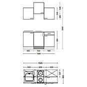Flex-Well Lucca Singleküche (Breite: 150 cm, Weiß, Mit 2 Platten-Kochfeld, Mit Elektrogeräten) | BAUHAUS