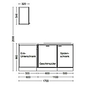 Flex-Well Turin Winkelküche (170 x 280 cm, Anthrazit, Mit Elektrogeräten) | BAUHAUS