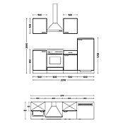 Flex-Well Lucca Küchenzeile Typ 1 (Breite: 220 cm, Höhe: 200 cm, Weiß, Mit Elektrogeräten) | BAUHAUS