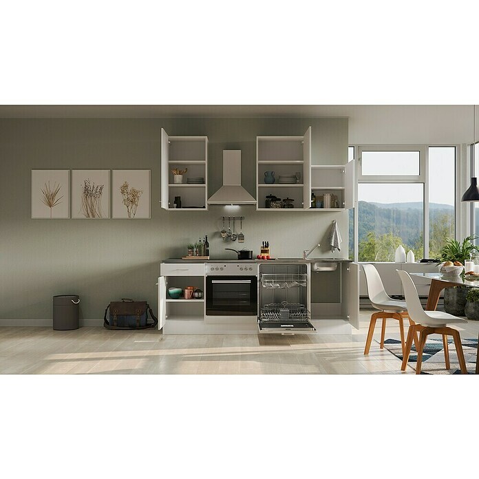 Flex-Well Lucca Küchenzeile Typ 1 (Breite: 220 cm, Höhe: 234 cm, Weiß, Mit Elektrogeräten) | BAUHAUS