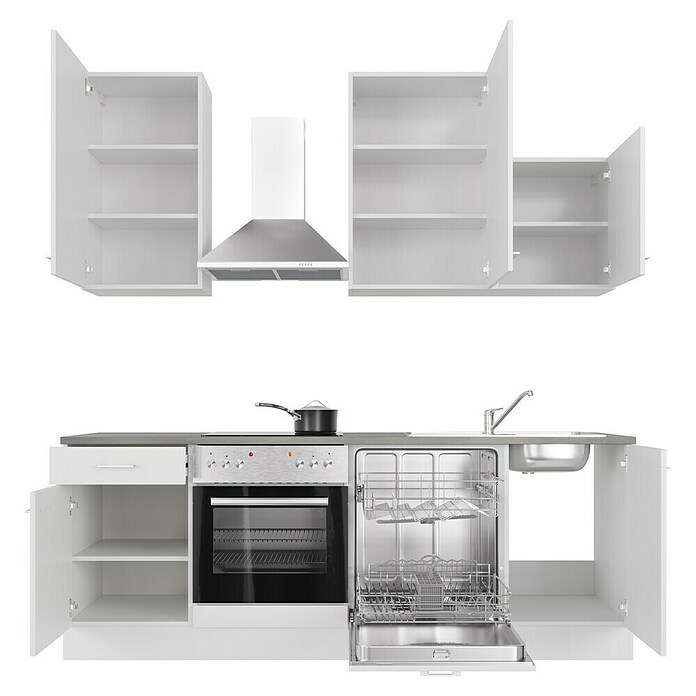 Flex-Well Lucca Küchenzeile Typ 1 (Breite: 220 cm, Höhe: 234 cm, Weiß, Mit Elektrogeräten) | BAUHAUS