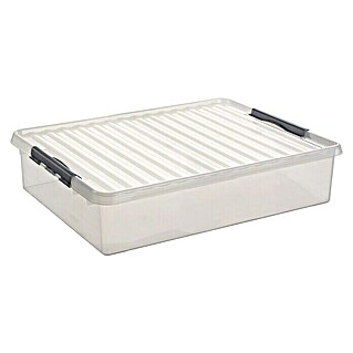 Sunware Aufbewahrungsbox Q-Line (L x B x H: 80 x 50 x 18 cm, Kunststoff, Transparent, Farbe Griff: Schwarz)