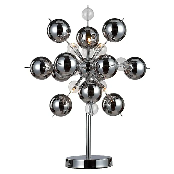 Näve Tischleuchte Explosion - 20 W, Chrom, G9 - Elegante Tischleuchte mit Chromfinish und kugelförmigen Akzenten, die ein modernes und ansprechendes Design bietet.