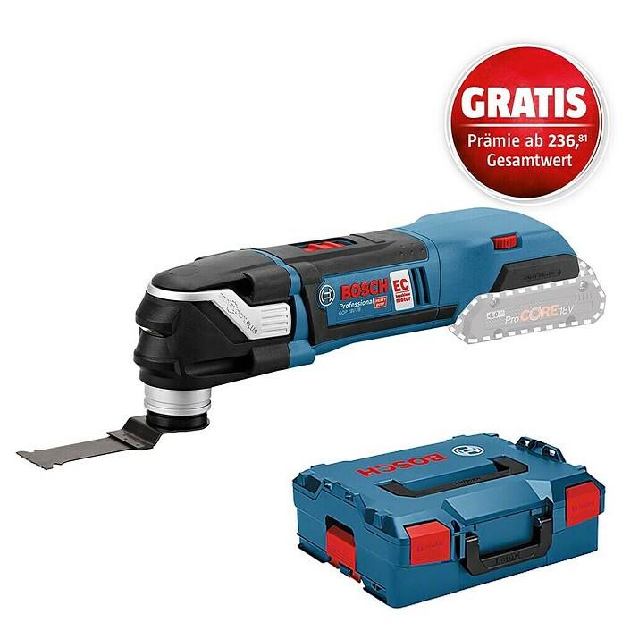 Bosch Professional Akku-Multifunktionswerkzeug (18 V, Ohne Akku, Oszillationswinkel: ± 1,4°, 8.000 U/min - 20.000 U/min)