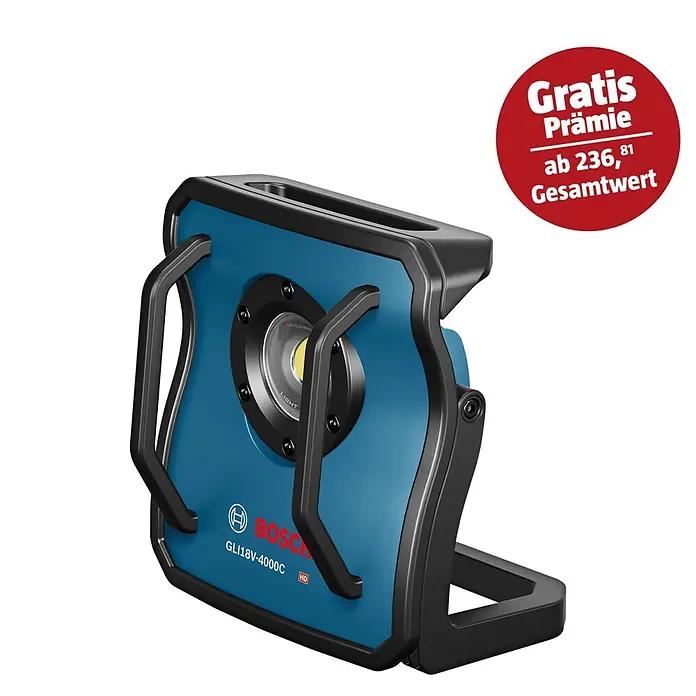Bosch Professional AMPShare 18V Akku-Lampe GLI 18V-4000C - 18 V, Ohne Akku, Lichtstrom: 4.000 lm - Die Bosch GLI 18V-4000 C Akku-Baustrahler bietet eine hervorragende Ausleuchtung für jede Baustelle. Robust und leistungsstark!